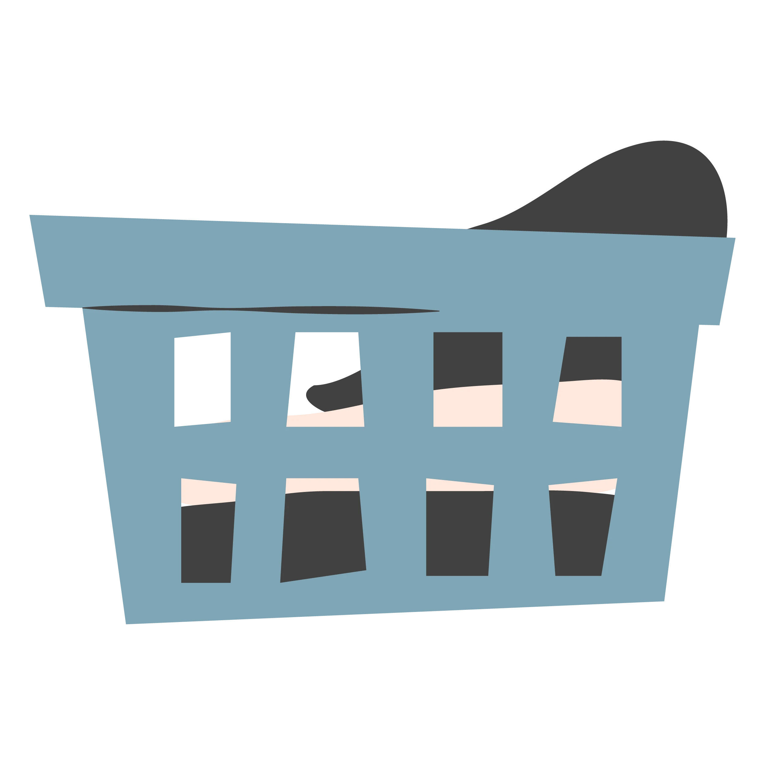 Laundry basket with clothes